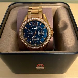 Gorgeous gold and blue Fossil watch.